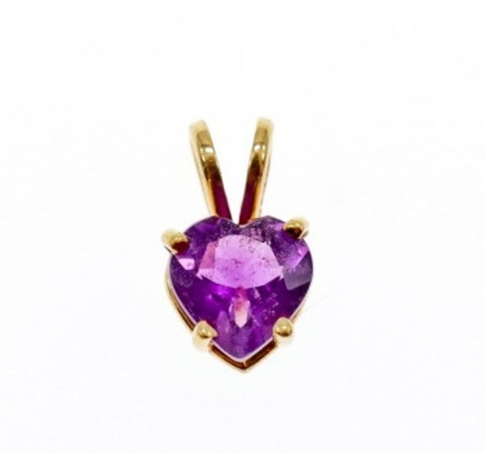 14K Yellow Gold Amethyst Heart Pendant
